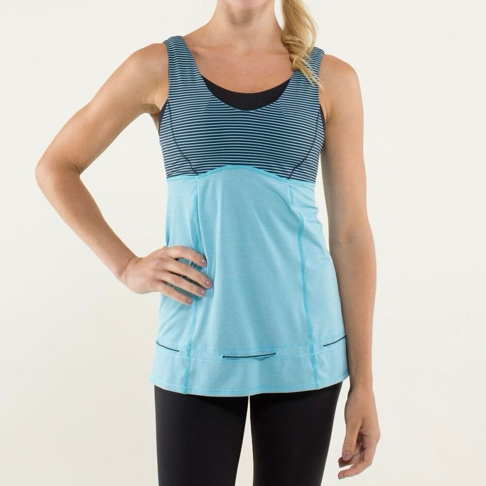 Lululemon Athletica Blue Striped Tank Top